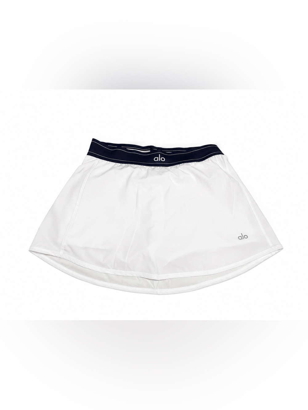 ALO Yoga White Match Point Tennis Skort with Black Waistband NWOT